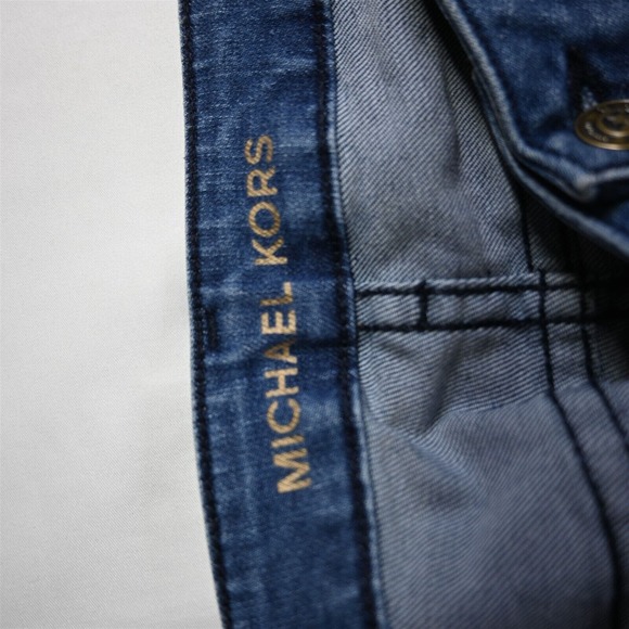 Michael Kors 12 High Rise Skinny Raw Hem Medium Wash Stretch Denim Jeans - Picture 3 of 7